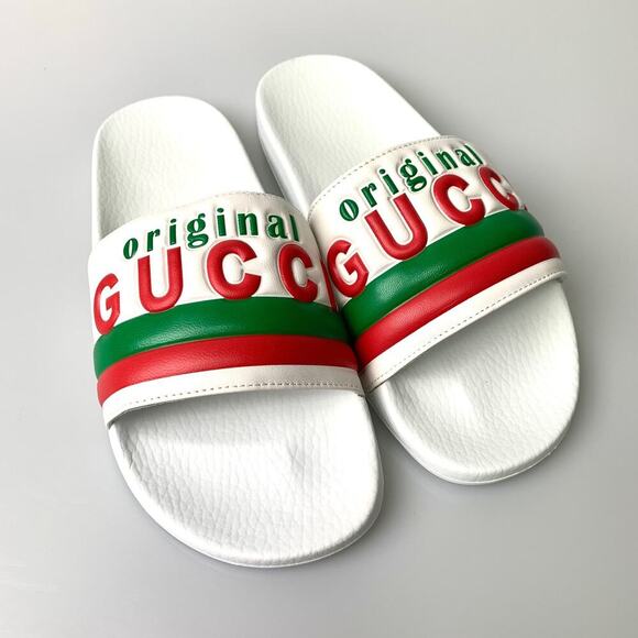 NIB Gucci “Original Gucci” Leather Rubber Pool Slide Sandal Size 40 - Picture 6 of 14